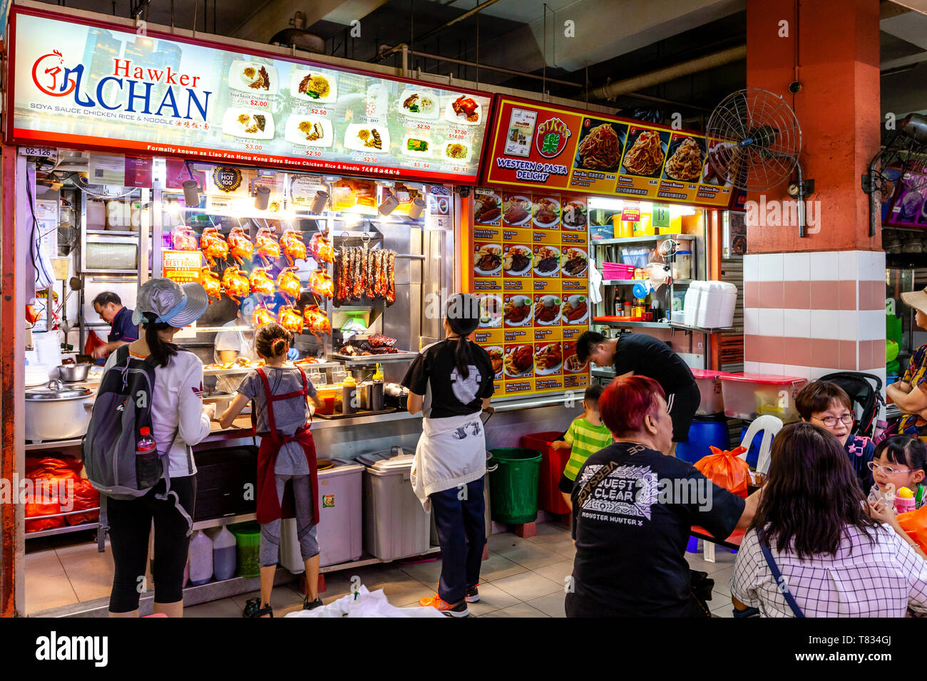 Hawker Chan étoile Michelin Hawker Décrochage, Chinatown, le quartier chinois complexe, à Singapour, en Asie du sud-est Banque D'Images