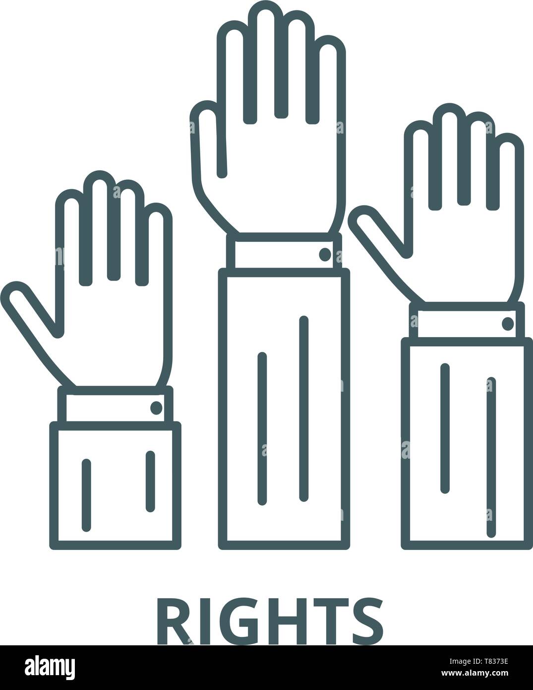 L'homme,trois mains en l'icône de la ligne du vecteur linéaire, concept, contours affiche, symbole Illustration de Vecteur