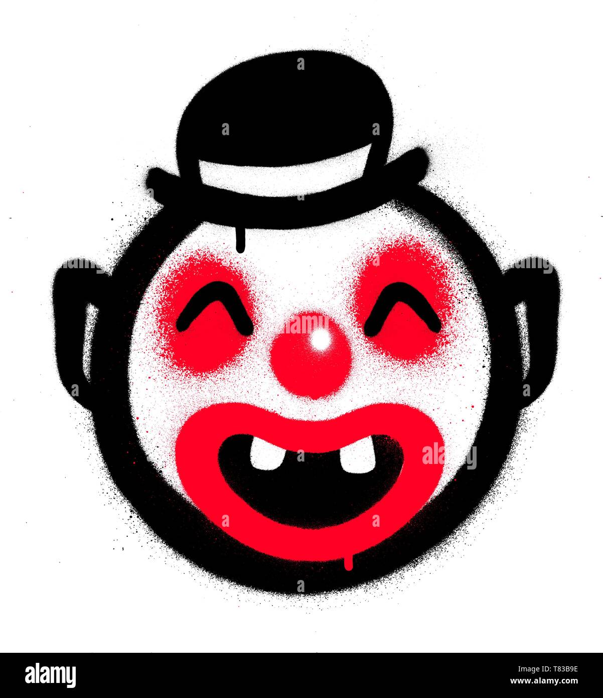 Clown graffiti pulvérisé en caractère rouge noir sur blanc Illustration de Vecteur