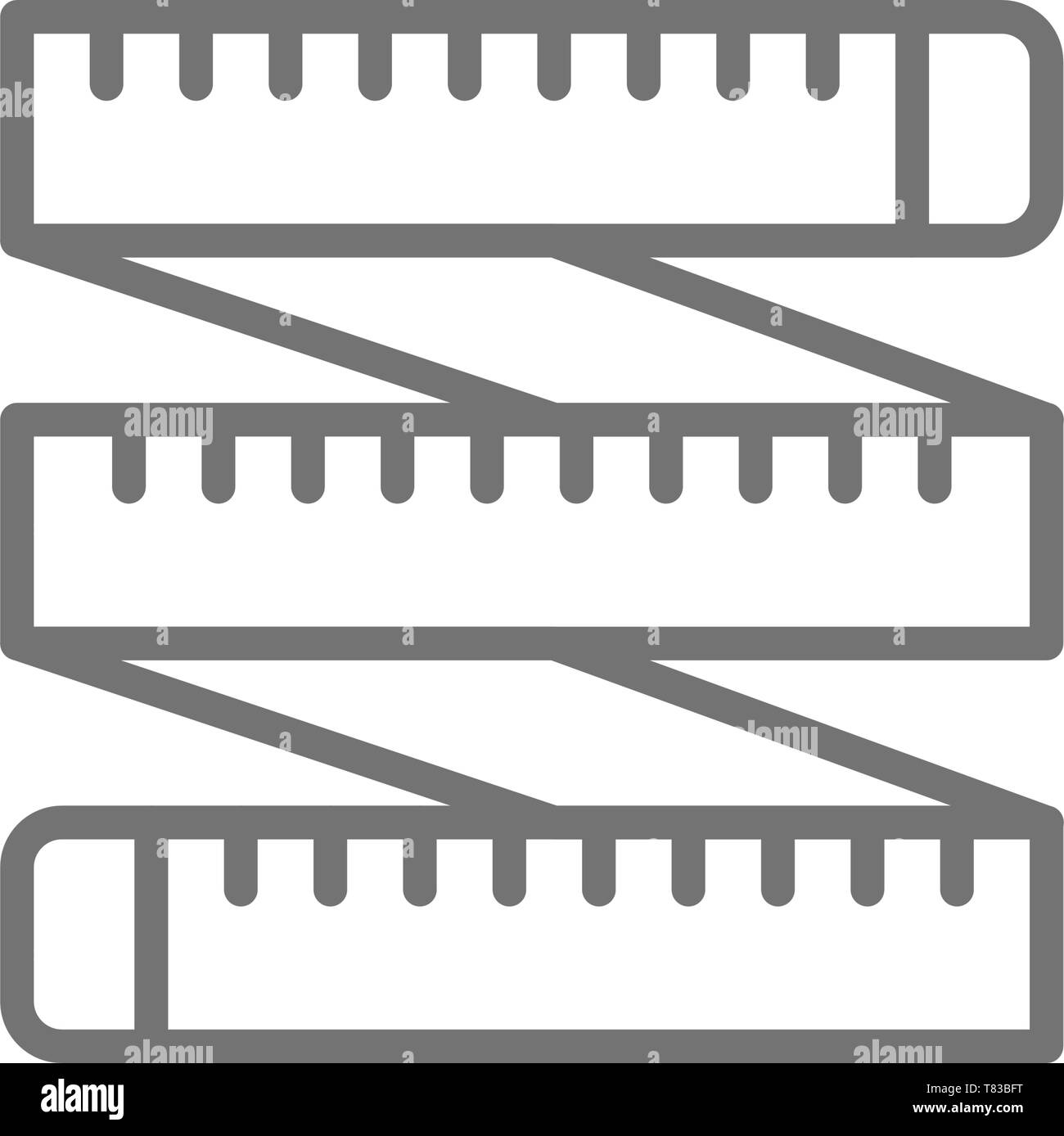 Ruban à mesurer, centimètre sur mesure, l'icône de la ligne de la roulette. Illustration de Vecteur