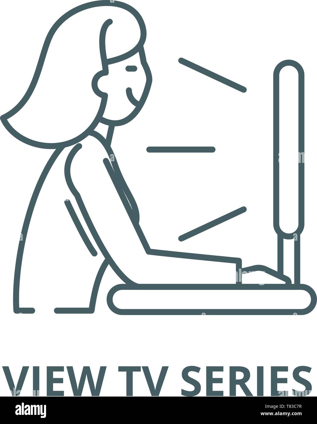 Voir l'icône de la ligne du vecteur de la série tv, concept linéaire, contour affiche, symbole Illustration de Vecteur