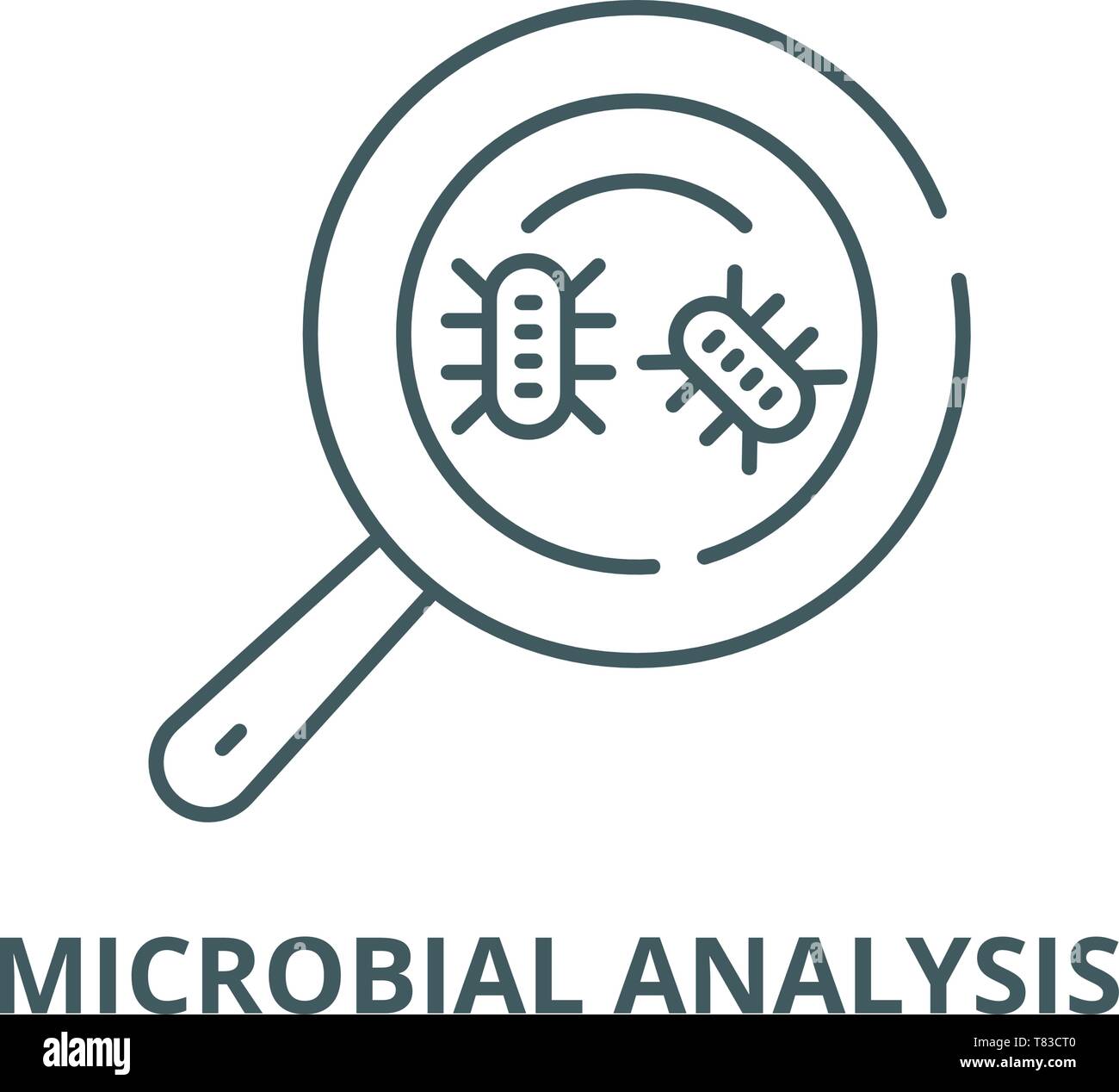 L'analyse microbienne, l'icône de la ligne du vecteur concept linéaire, contour affiche, symbole Illustration de Vecteur