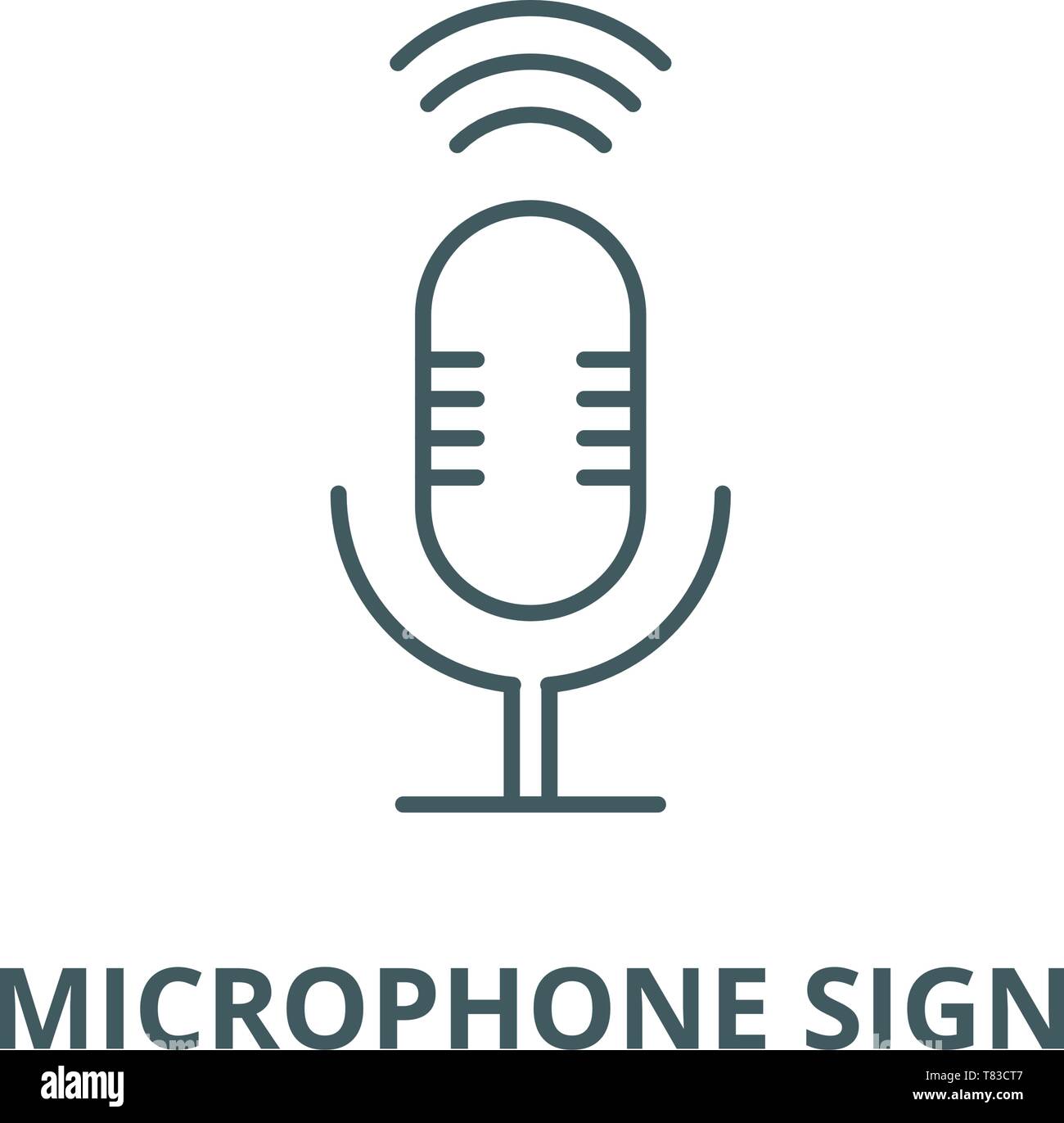 Signe de microphone sur l'icône de la ligne du vecteur linéaire, concept, contours affiche, symbole Illustration de Vecteur