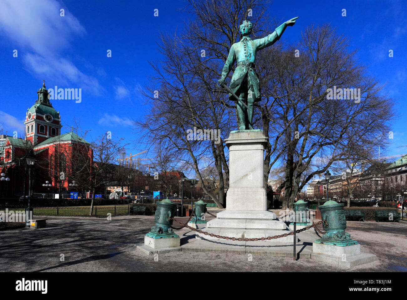 Statue de Charles XII, les rois des jardins, Norrmalm, Stromkajen, la ville de Stockholm, Suède, Europe Banque D'Images