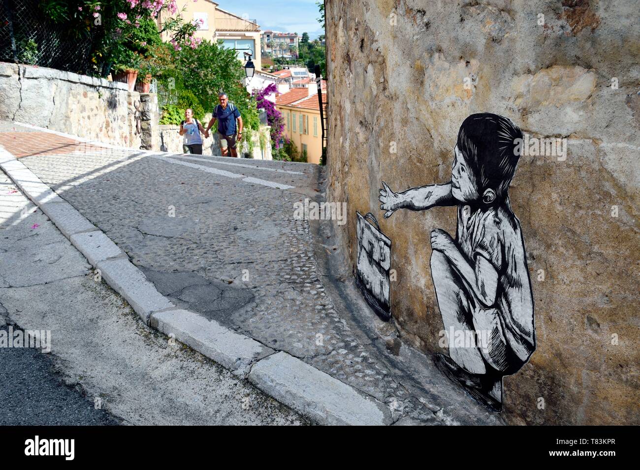 France, Alpes Maritimes, Cannes, la vieille ville du Suquet, Olivia Paroldi street art Banque D'Images