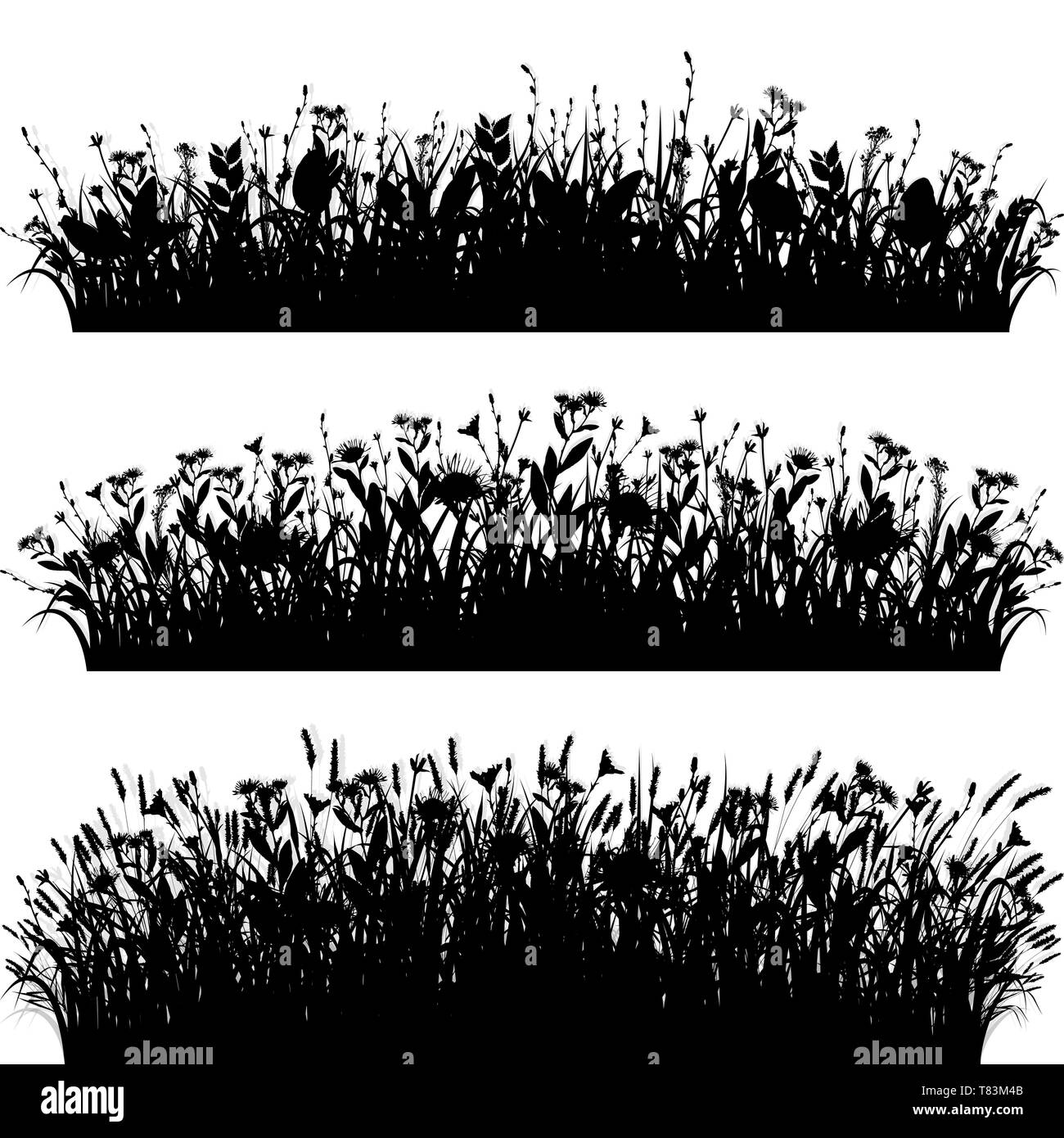 Frontières herbe vecteur silhouette Illustration de Vecteur