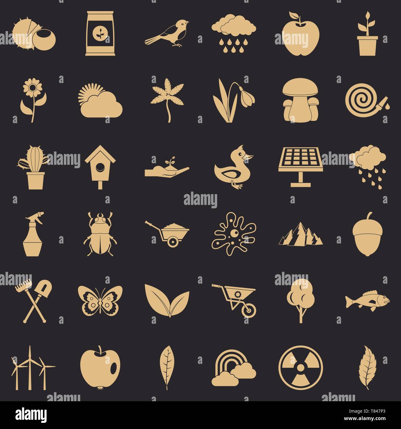 Trucs de jardinage, le style simple icons set Illustration de Vecteur