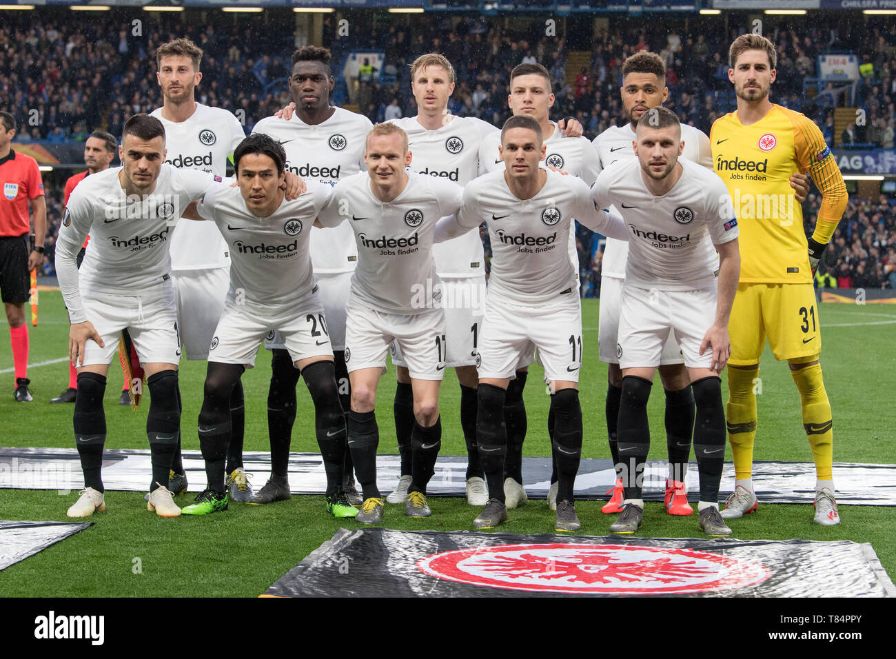 ORleft à droite David ABRAHAM (F), Danny DA COSTA (F), Martin HINTEREGGER (F), Luka JOVIC (F), Jonathan DE GUZMAN (F), l'attaquant Kevin TRAPP (F), uRleft à droite Filip KOSTIC (F), Makoto HASEBE (F), Martin HINTEREGGER (F), Mijat GACINOVIC (F), Ante REBIC (F), photo de l'équipe, groupe photo, photo, photo de l'équipe de l'équipe, plein la figure, format horizontal, Soccer Europa League, demi-finale, Chelsea (Chelsea) - l'Eintracht Francfort (F) 4 : 3 W, sur 09.05.2019 à Londres/Grande Bretagne. Dans le monde d'utilisation | Banque D'Images