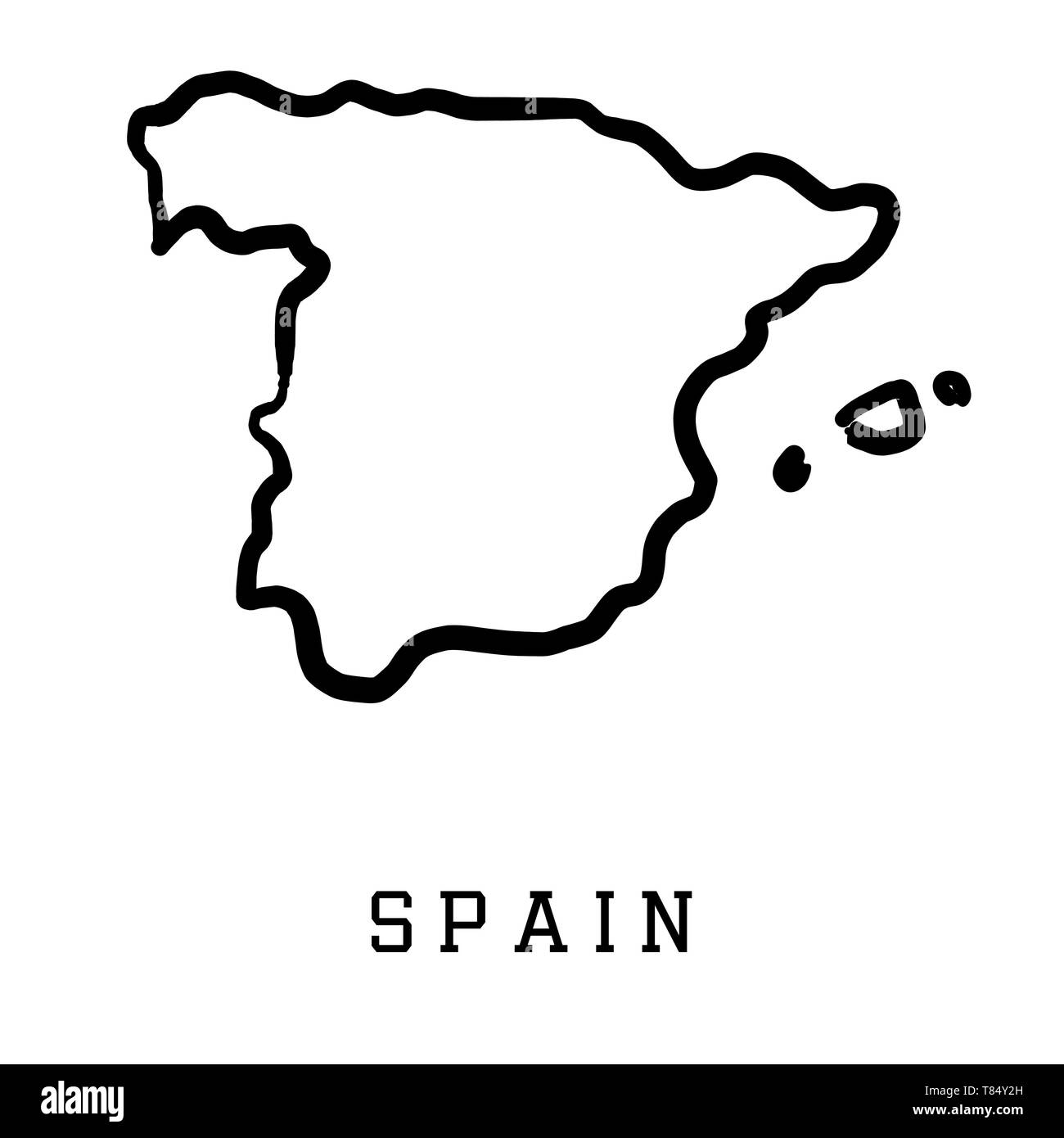 La carte d'Espagne contours - lisse forme pays site vecteur. Illustration de Vecteur