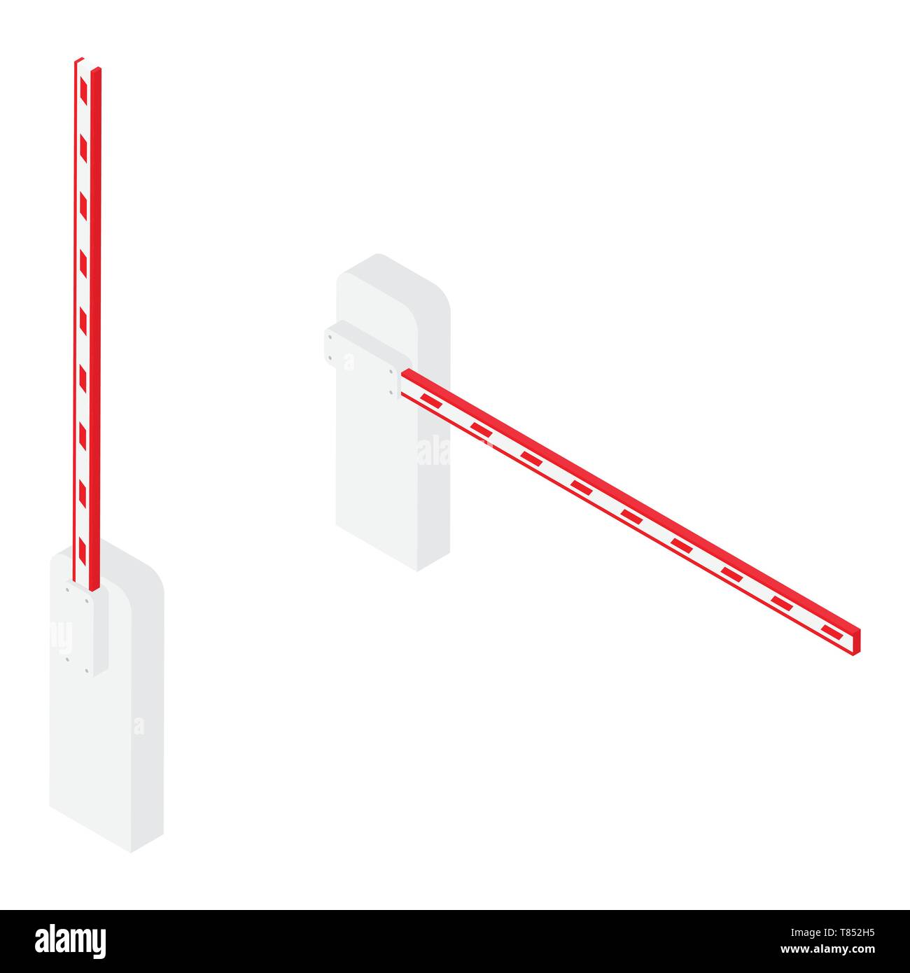 Location de barrières levantes vue isométrique isolé sur fond blanc. Le concept de système d'entrée Illustration de Vecteur