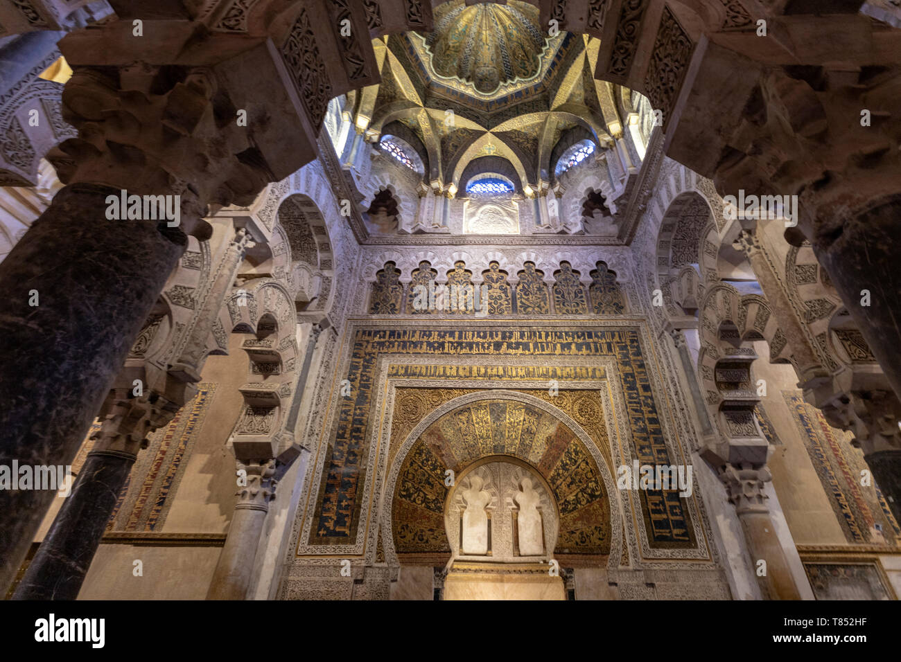 Mihrab dans la mosquée-cathédrale de Cordoue, la Mezquita de Cordoue, Andalousie, Espagne Banque D'Images