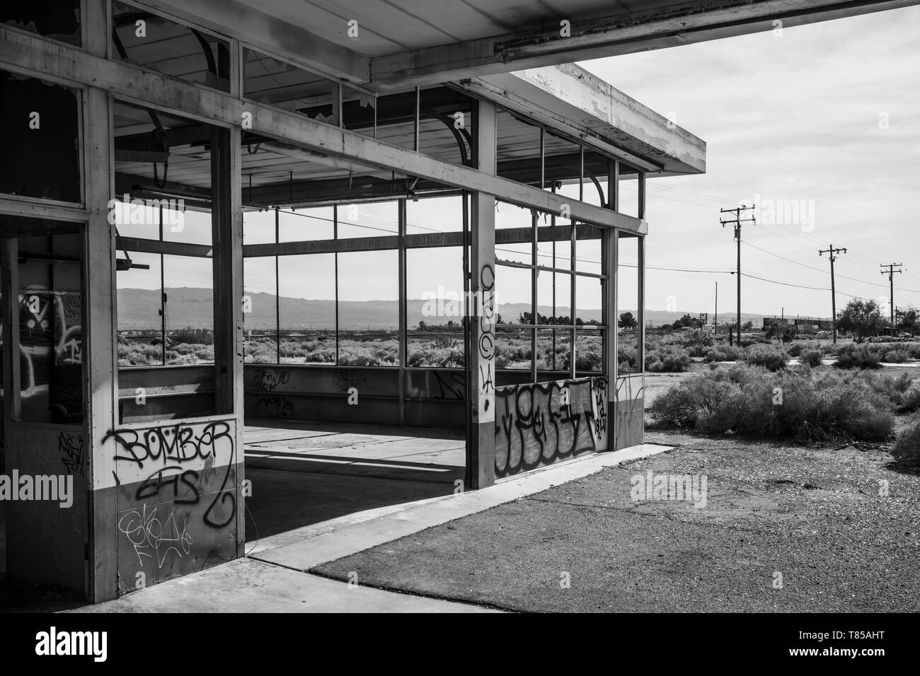 La station d'essence abandonnés, Yermo, California, United States of America Banque D'Images