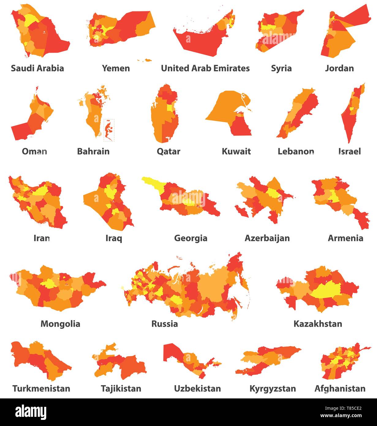 Moyen-orient et pays arabes maps Illustration de Vecteur