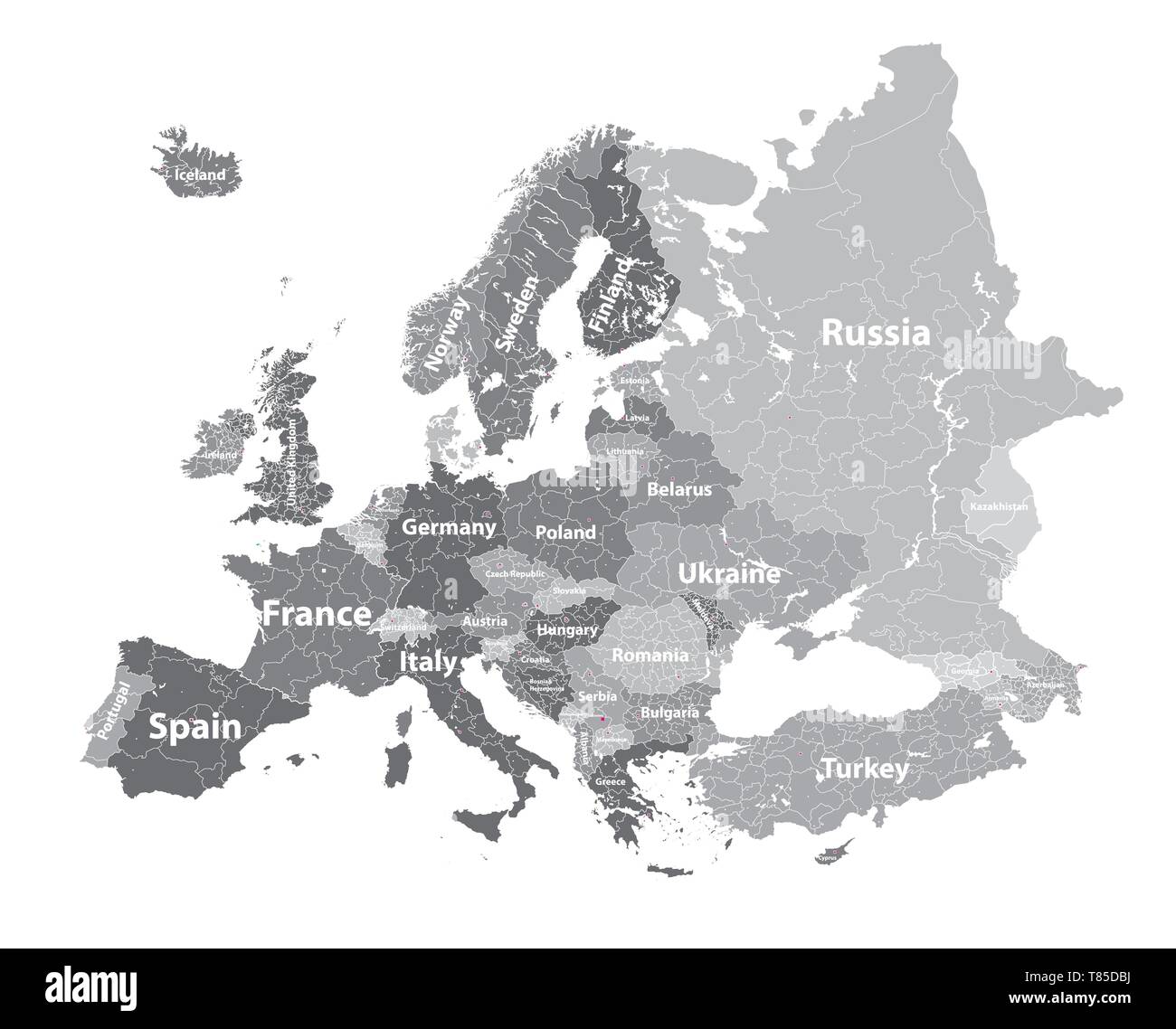 Vecteur de l'Europe carte politique détaillée haut Illustration de Vecteur