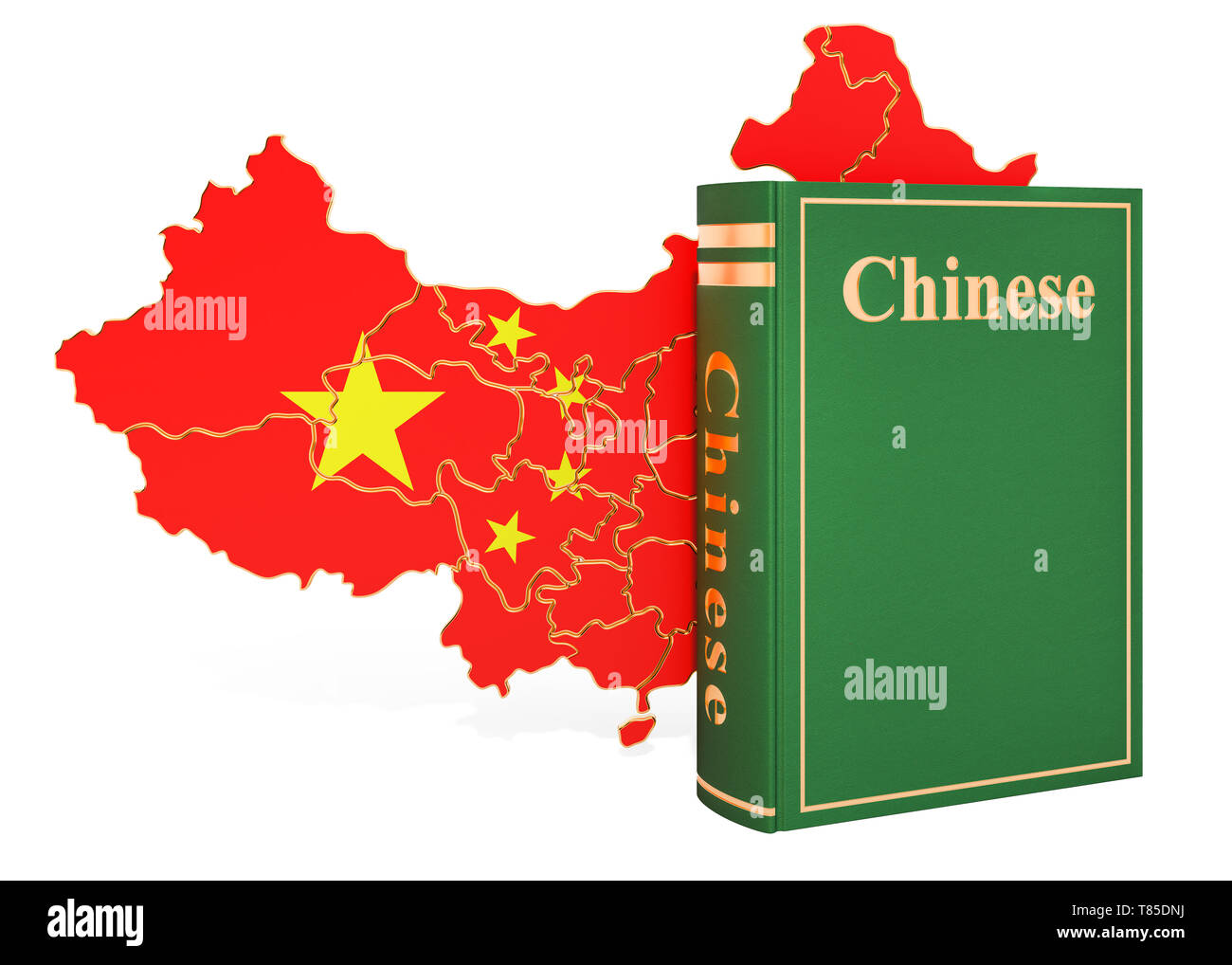 Livre en langue chinoise avec carte de Chine, rendu 3D isolé sur fond blanc Banque D'Images