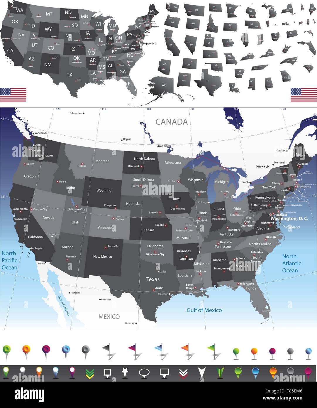 United States of America vector set Illustration de Vecteur