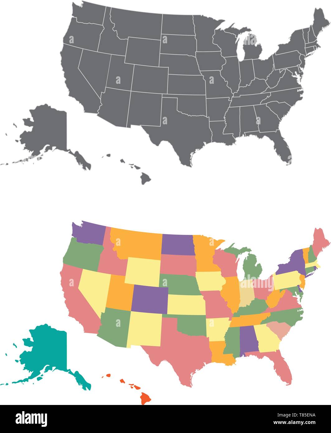 D'ossature et de couleur united states map Illustration de Vecteur