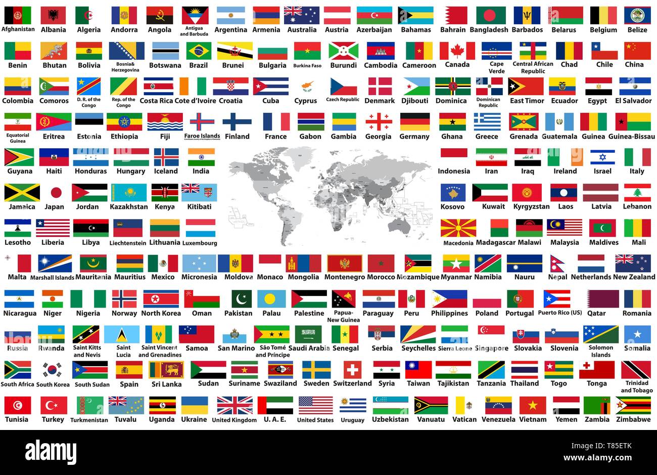 Les drapeaux du monde avec leur noms Banque de photographies et d’images à haute résolution Alamy