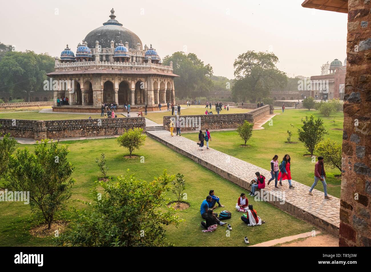 L'Inde, New Delhi, Tombe de Humayun, complexe l'architecture moghole, déclaré site du patrimoine mondial de l'UNESCO, Isa Khan's tomb Banque D'Images