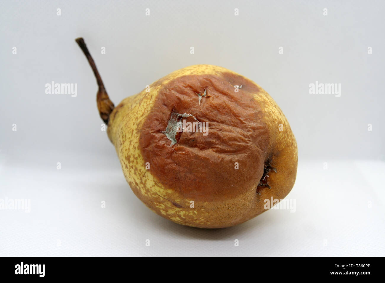 Poire pourrie. Moule sur la poire. Les fruits pourris. Banque D'Images