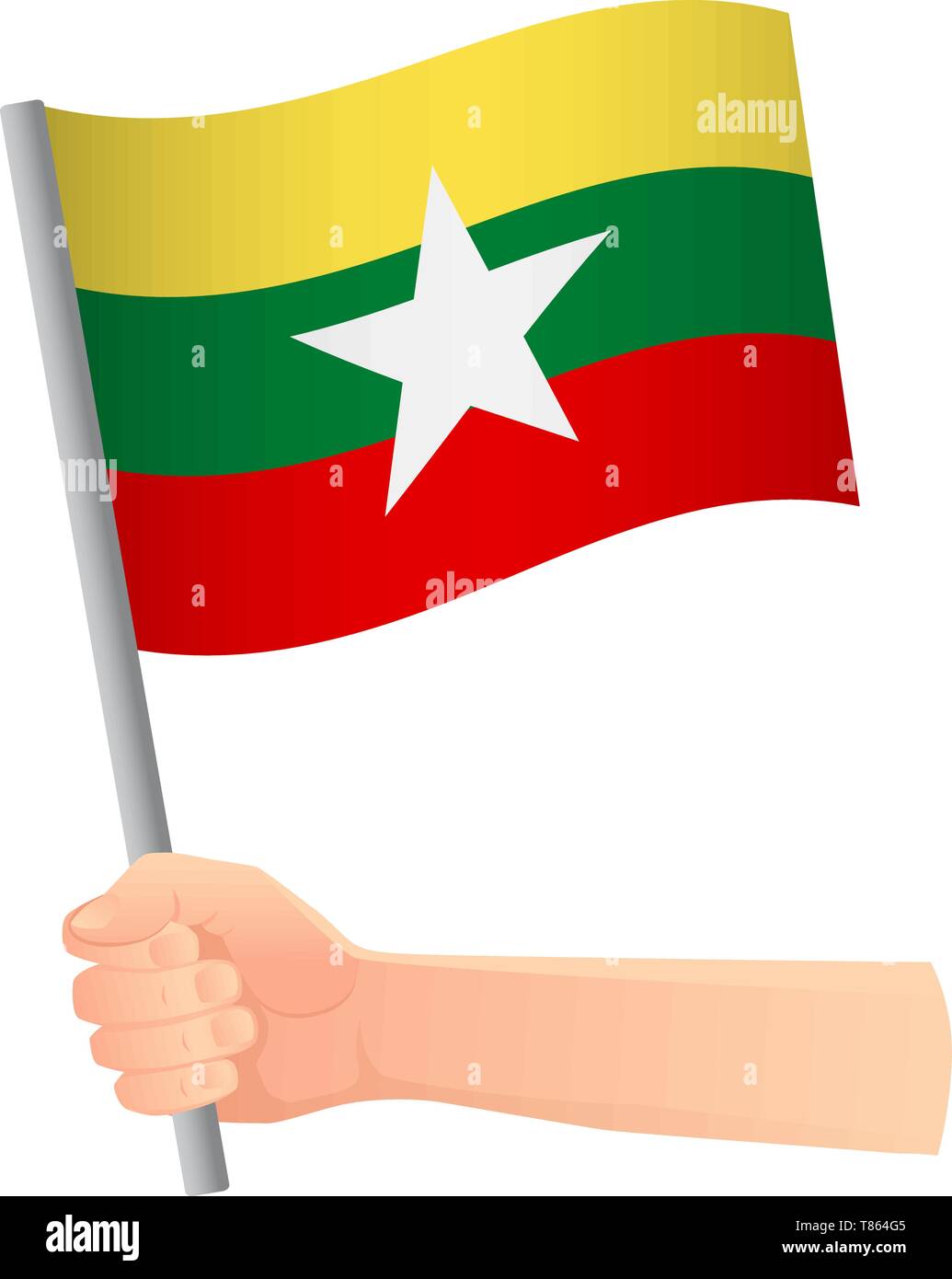 Myanmar drapeau dans la main. Contexte patriotique. Drapeau national du Myanmar vector illustration Illustration de Vecteur