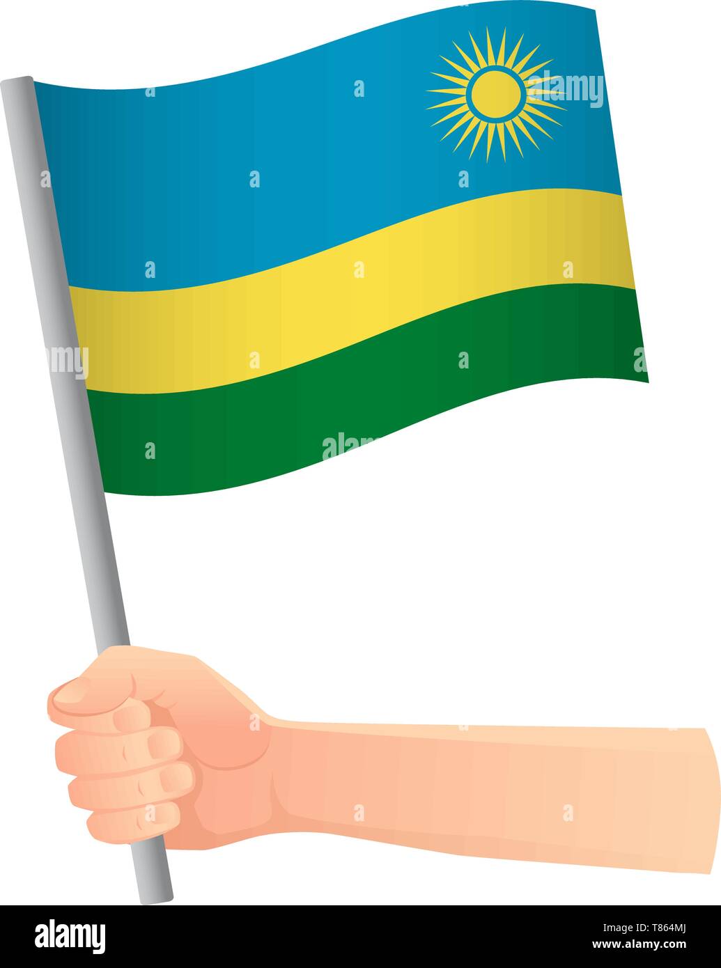 Le Rwanda drapeau dans la main. Contexte patriotique. Drapeau national du Rwanda vector illustration Illustration de Vecteur