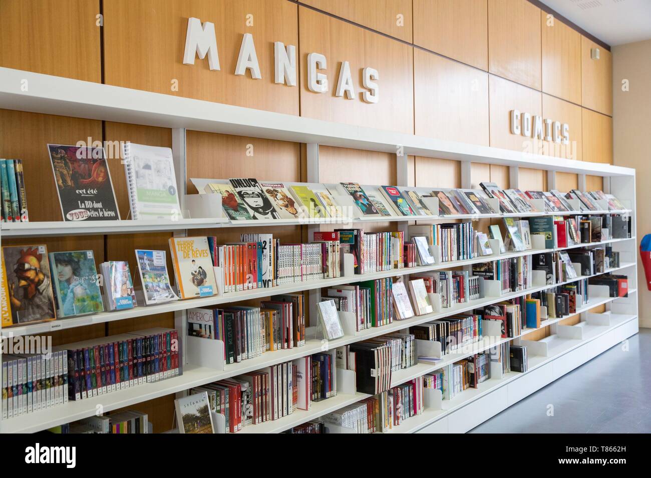 France, Hauts de Seine, Puteaux, le Palais de la Médiathèque, mangas et  comics library Photo Stock - Alamy