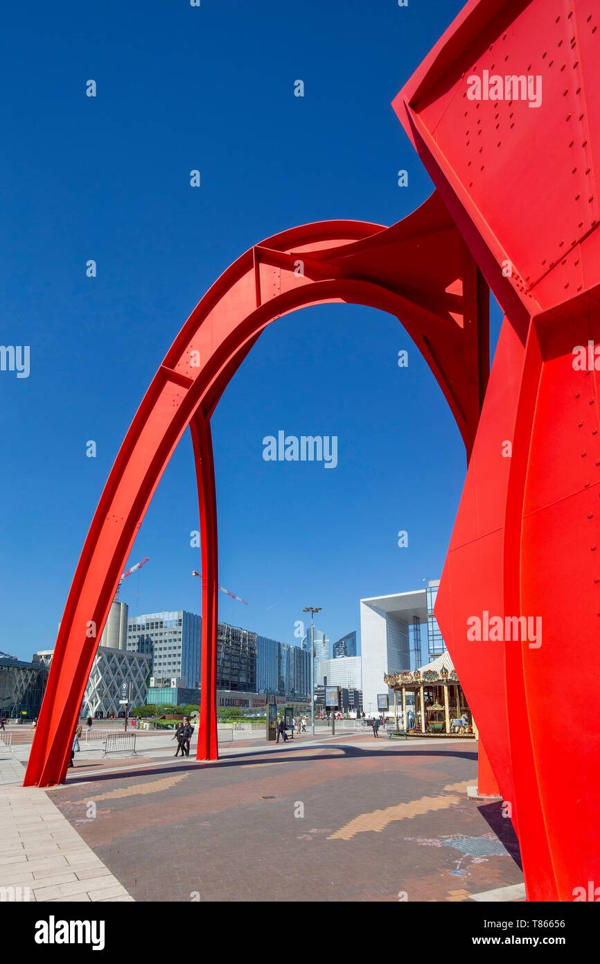 France, Hauts de Seine, la défense, l'araignée d'Alexander Calder sculpture sur le parvis de la Défense Banque D'Images