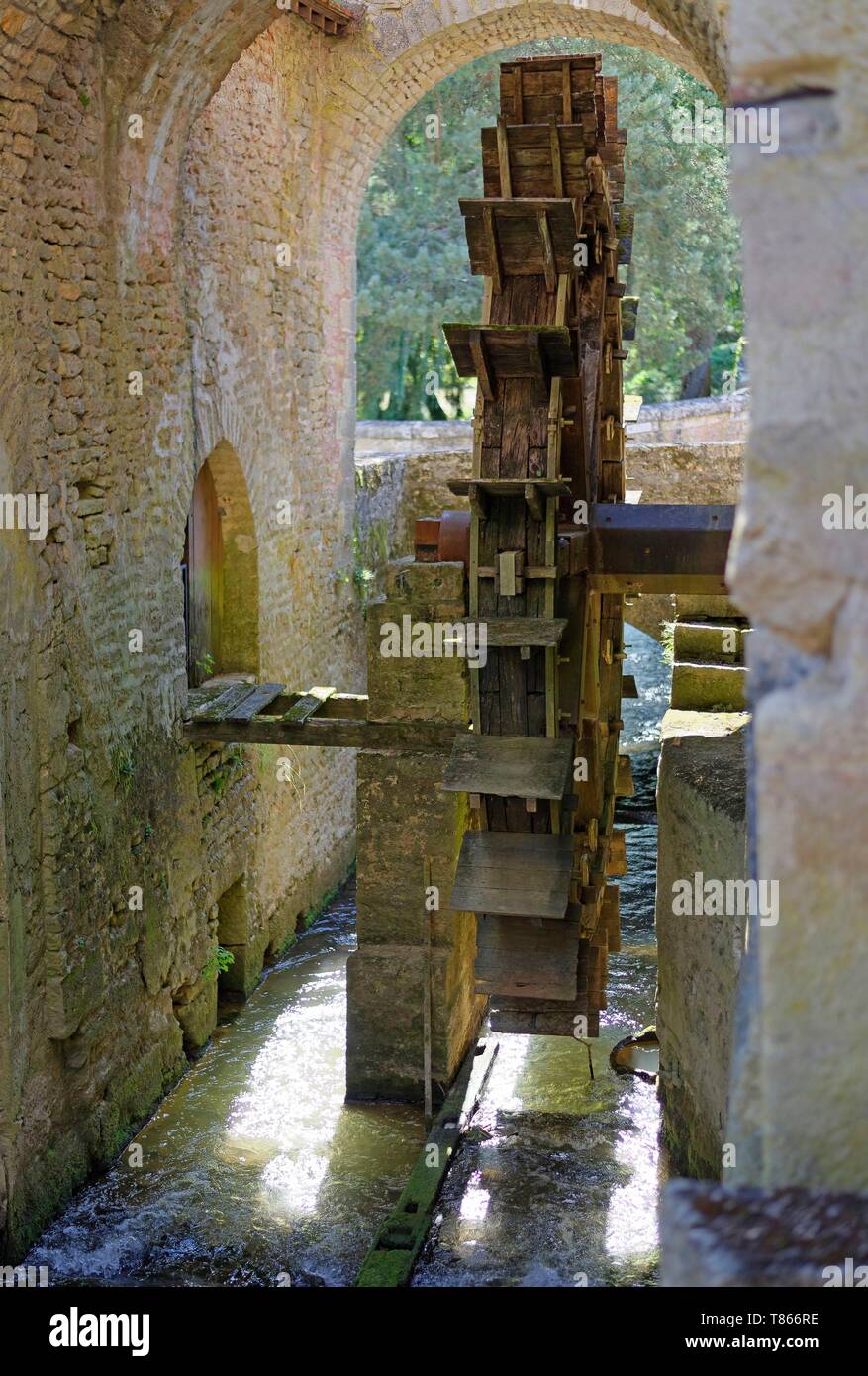 France, Côte d'Or, les Forges de Buffon, roue à aube Banque D'Images