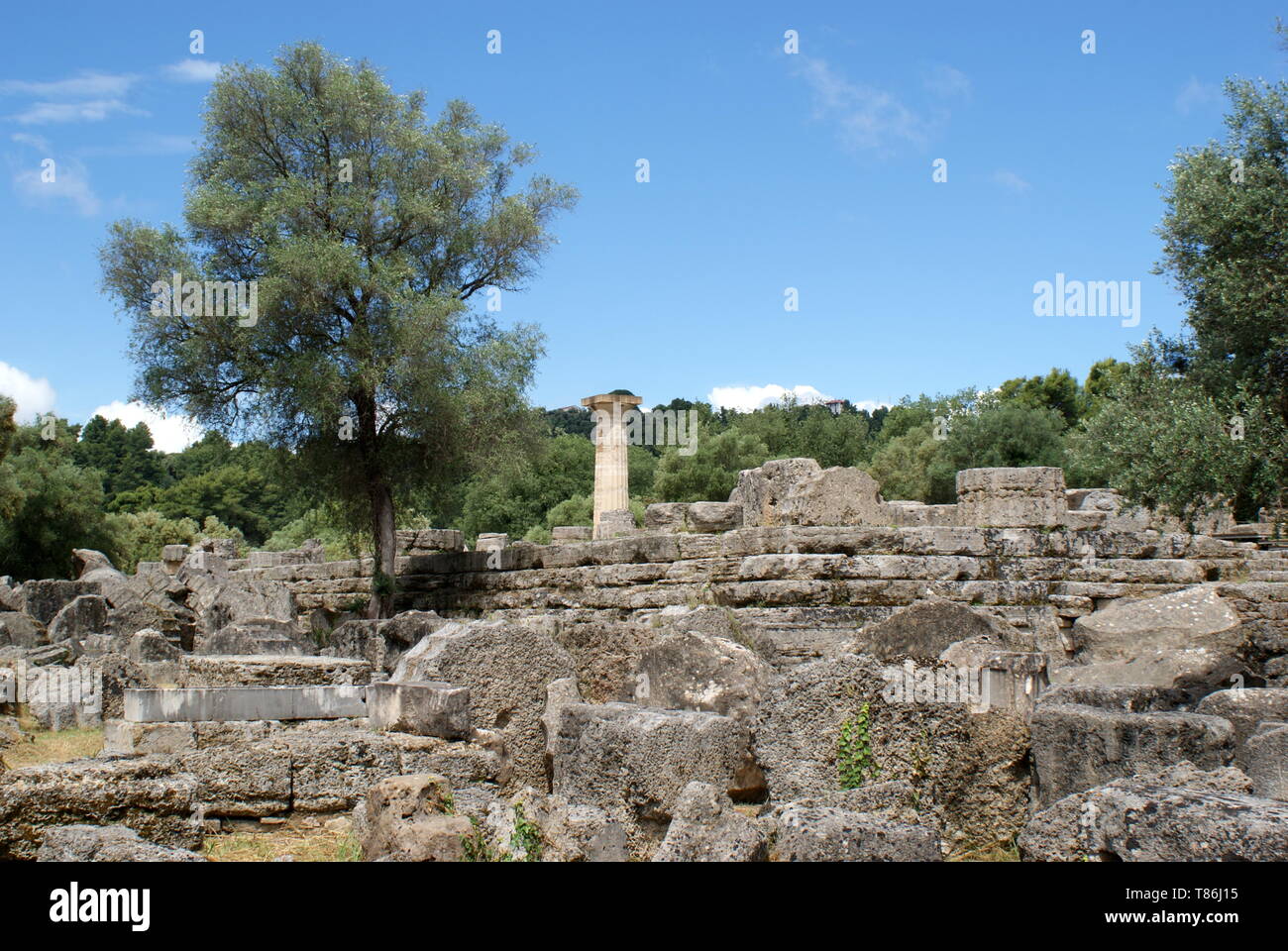 Site archéologique d'Olympie où les jeux antiques ont eu lieu, l'Olympie, Péloponnèse, Grèce Banque D'Images
