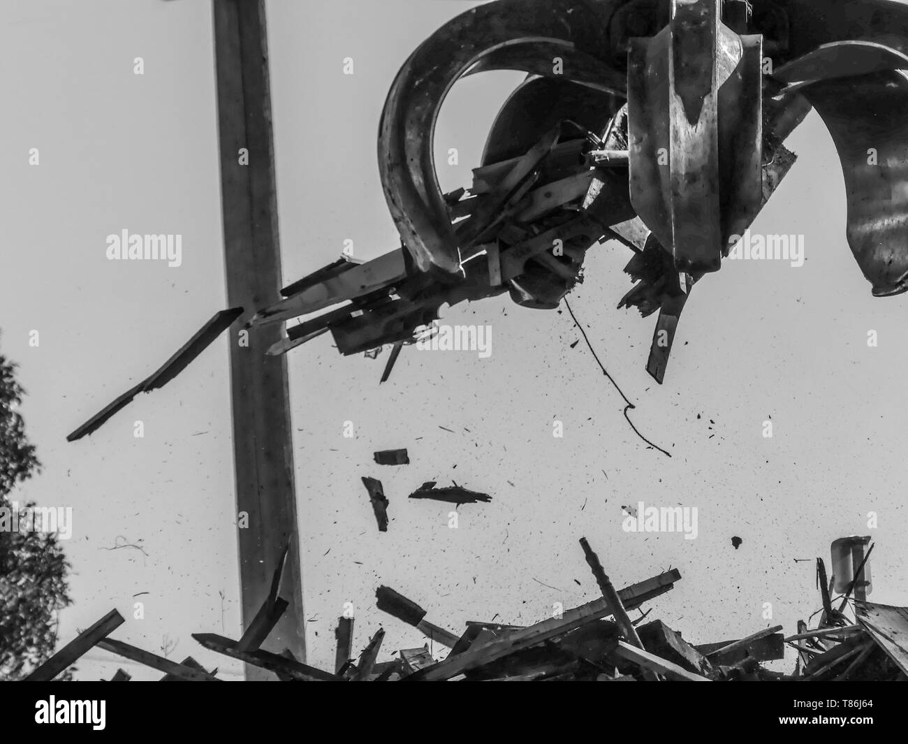 Chargement de matériel pelle dump construction site claw closeup Banque D'Images