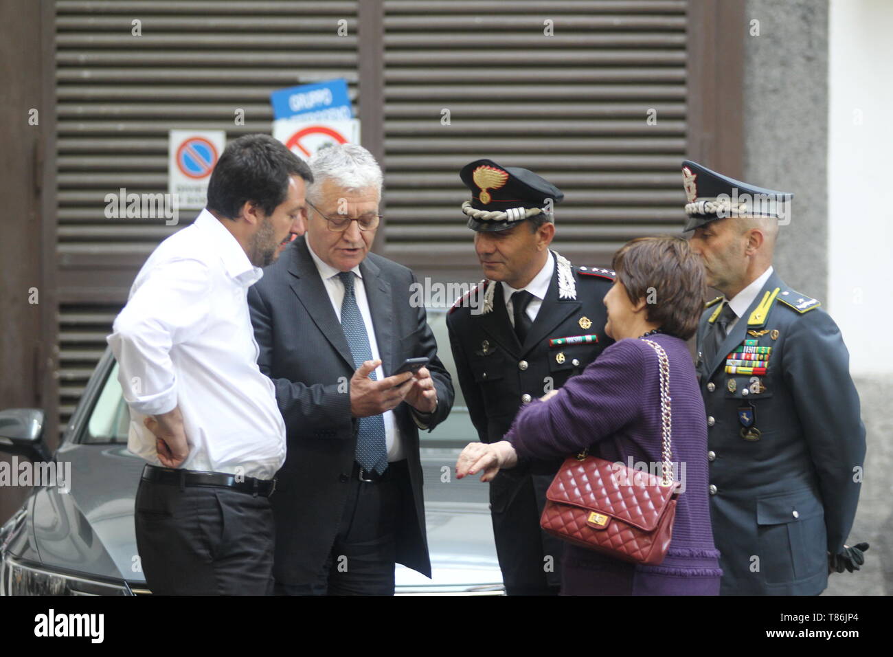 Matteo Salvini, ministre de l'Intérieur (Ministro dell'Interno) et vice-premier ministre à Naples, se réunir avec les chefs de police dans la préfecture (préfecture). (Photo par Salvatore Esposito/Pacific Press) Banque D'Images