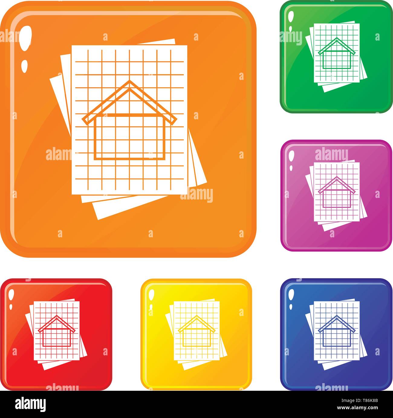 Plan Maison icons set vector color Illustration de Vecteur