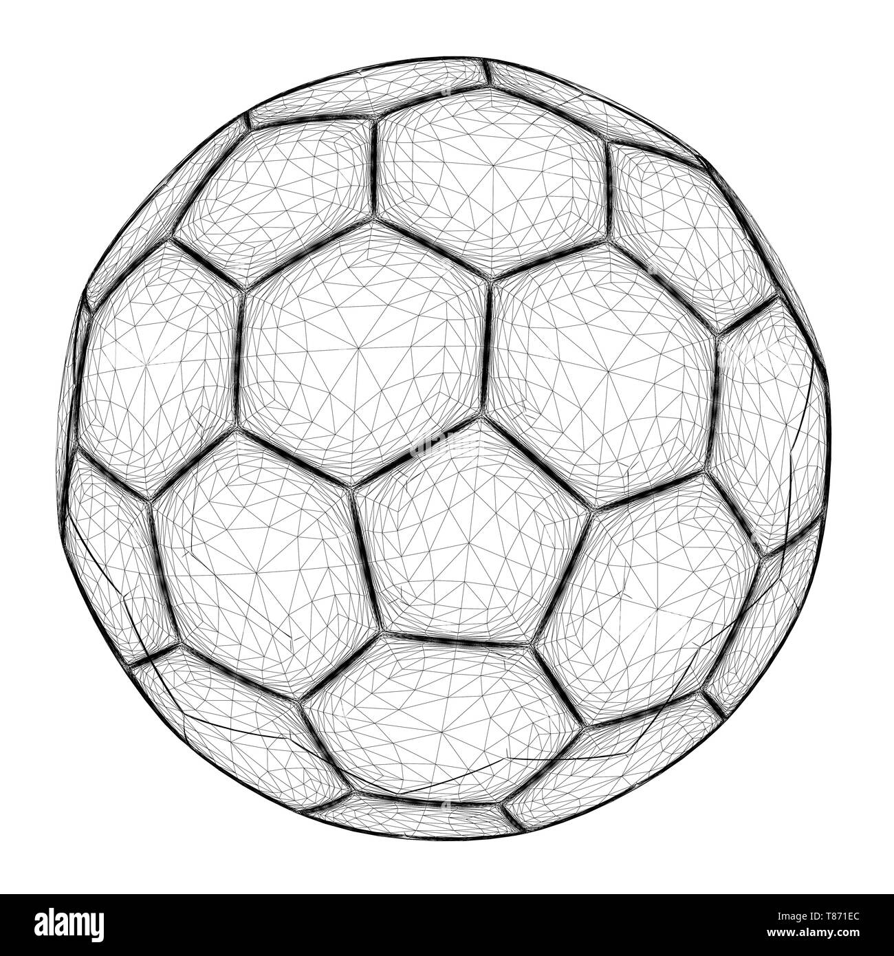 Ballon polygonal wireframe. Le contour de la boule de football les lignes noires. 3D. Vector illustration Illustration de Vecteur