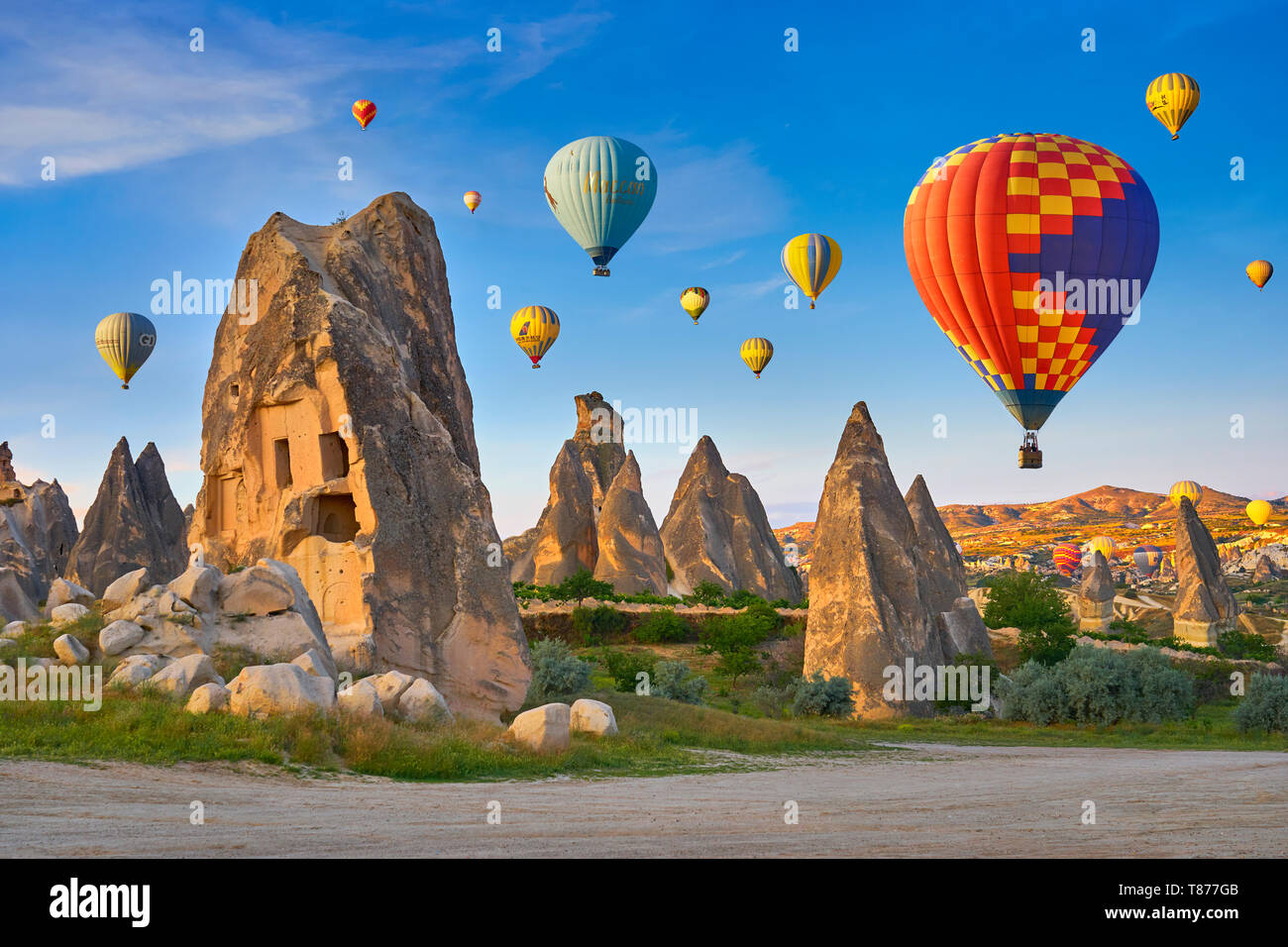 Montgolfières, Goreme, Cappadoce, Turquie Banque D'Images