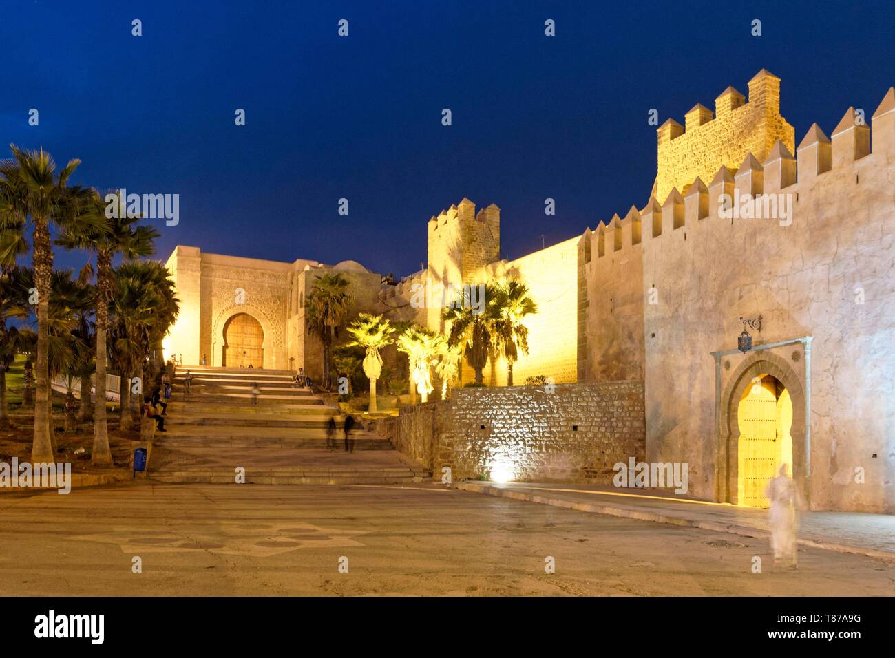 Maroc, Rabat, inscrite au Patrimoine Mondial de l'UNESCO, Udayas (kasbah kasbah des Oudaïas), l'oued Bou Regreg river Banque D'Images