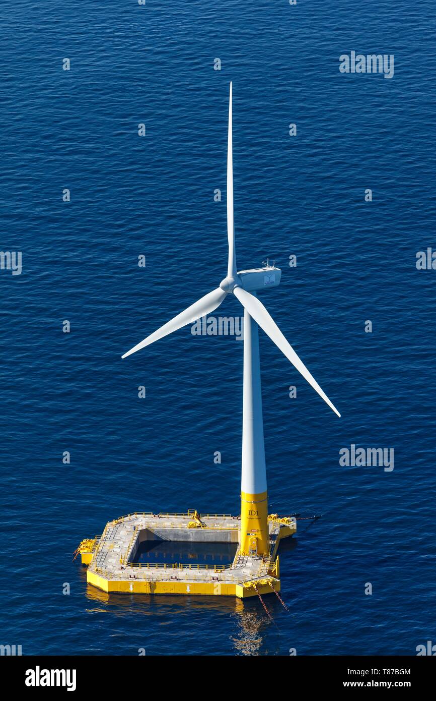 France, Loire Atlantique, Le Croisic, première éolienne offshore française (vue aérienne) Banque D'Images France, Loire Atlantique, Le Croisic, première éolienne offshore française (vue aérienne) Banque D'Images