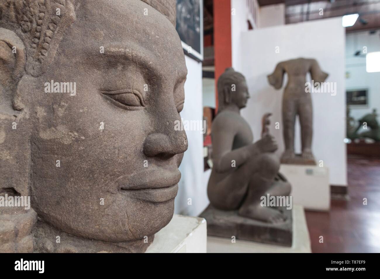 Cambodge, Phnom Penh, Musée National du Cambodge, de l'intérieur, de l'ère d'Angkor sculpture Banque D'Images