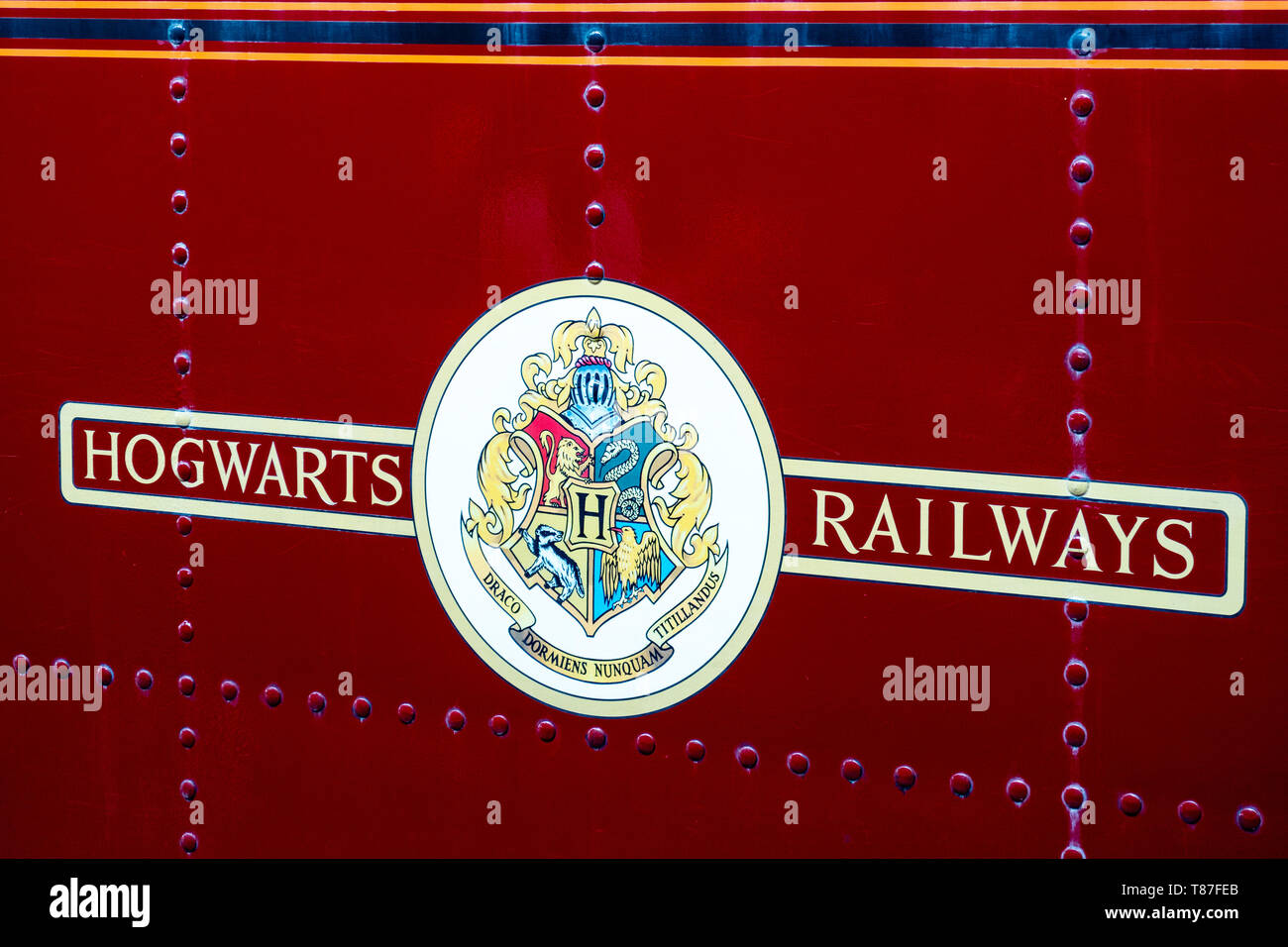 Floride, USA - 7 mars 2019 - Universal Studios, en Floride, King's Cross station du Poudlard Express de traverse Banque D'Images