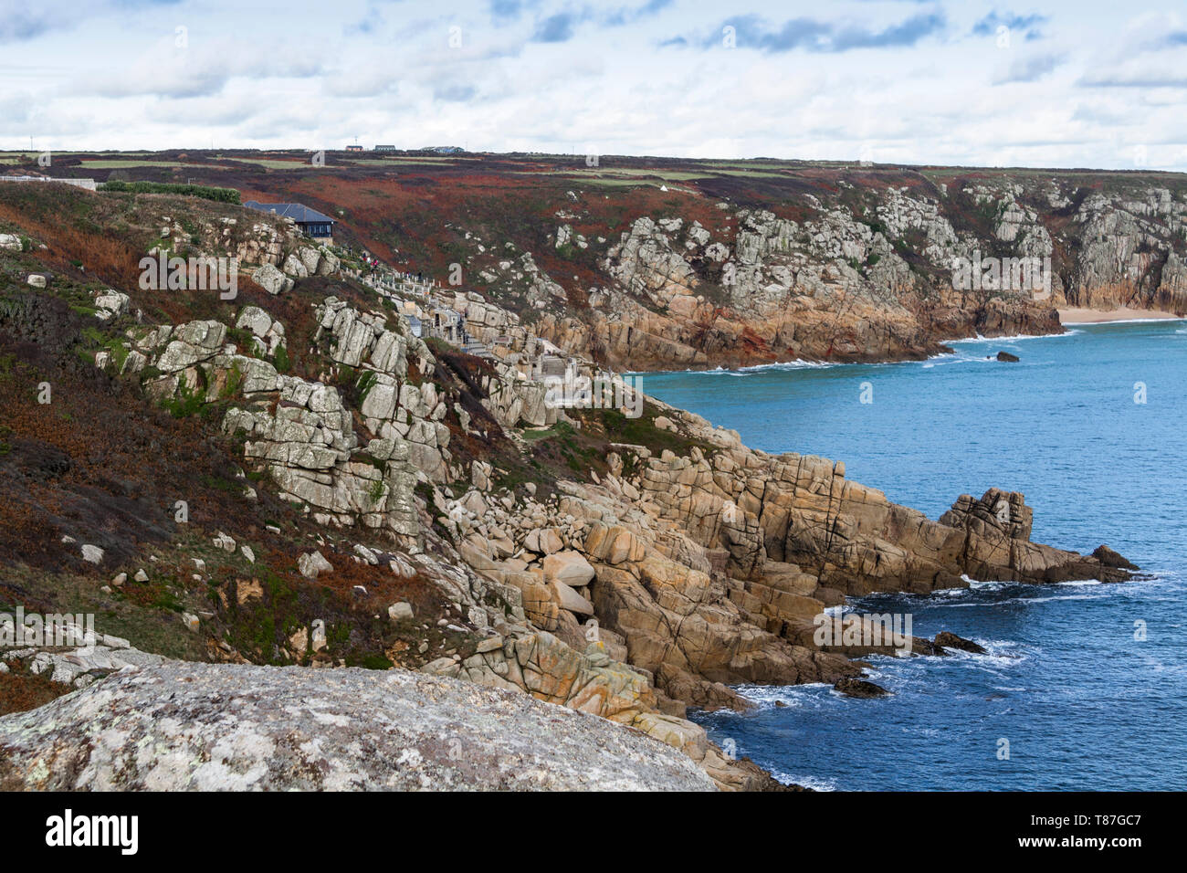 Porthcurno, littoral, Cornwall, Angleterre Banque D'Images