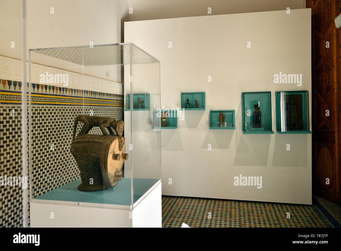 Le Maroc, Haut Atlas, Marrakech, ville impériale, médina classée au Patrimoine Mondial de l'UNESCO, le Musée des Confluences Dar El Bacha, l'Art Africain Banque D'Images