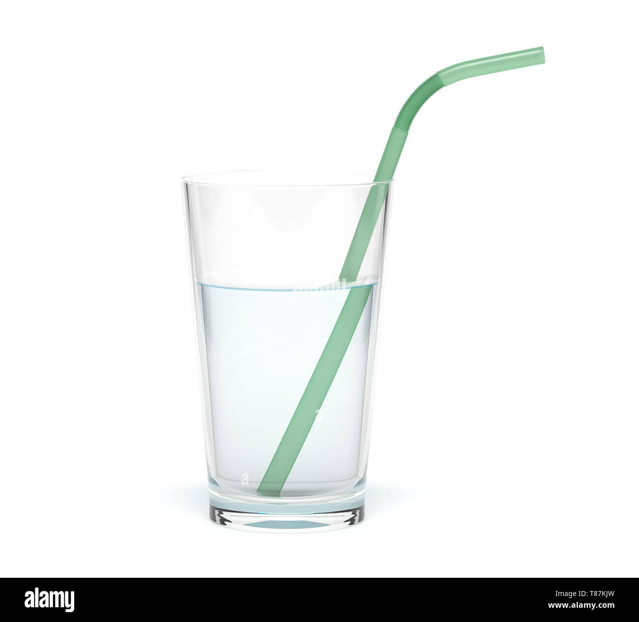 Verre d'eau avec une paille. Le rendu 3d illustration isolé sur fond blanc  Photo Stock - Alamy