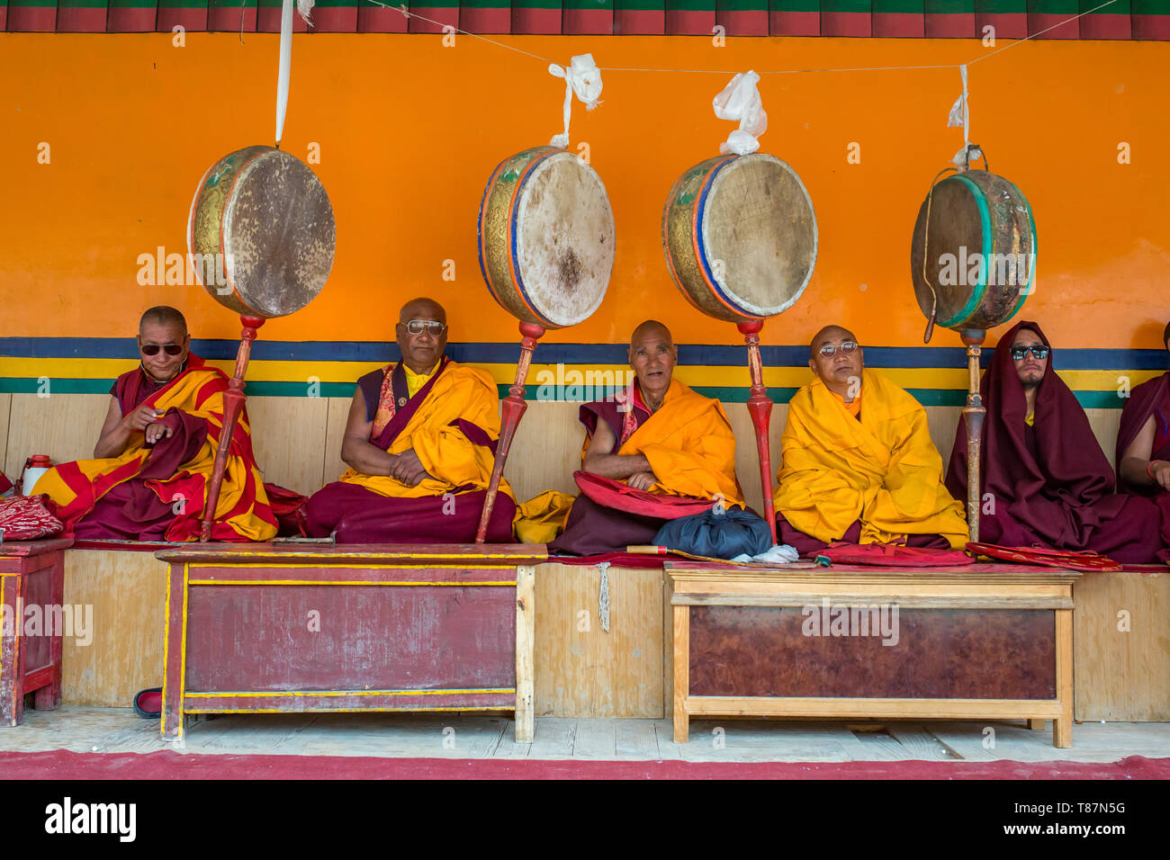 Yuru Kabgyat masque bouddhiste festival à Lamayuru Gompa, Ladakh. Banque D'Images
