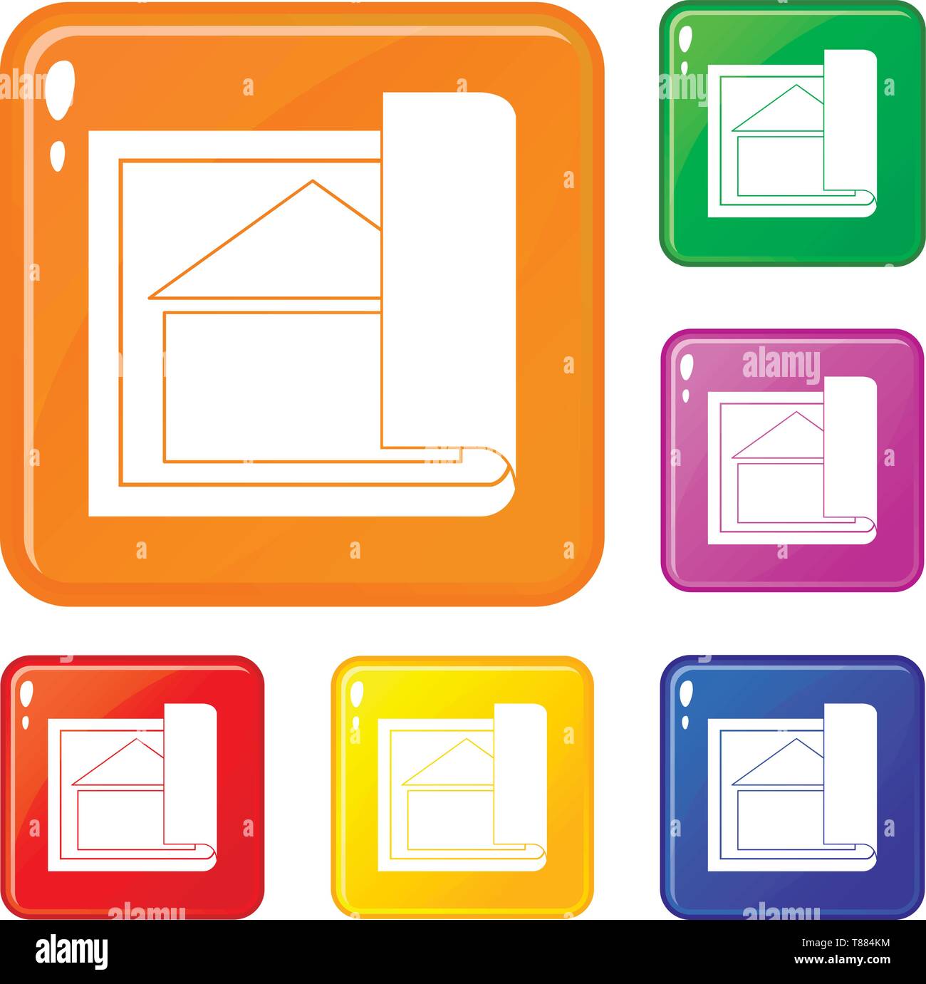 Plan de bâtiment icons set vector color Illustration de Vecteur