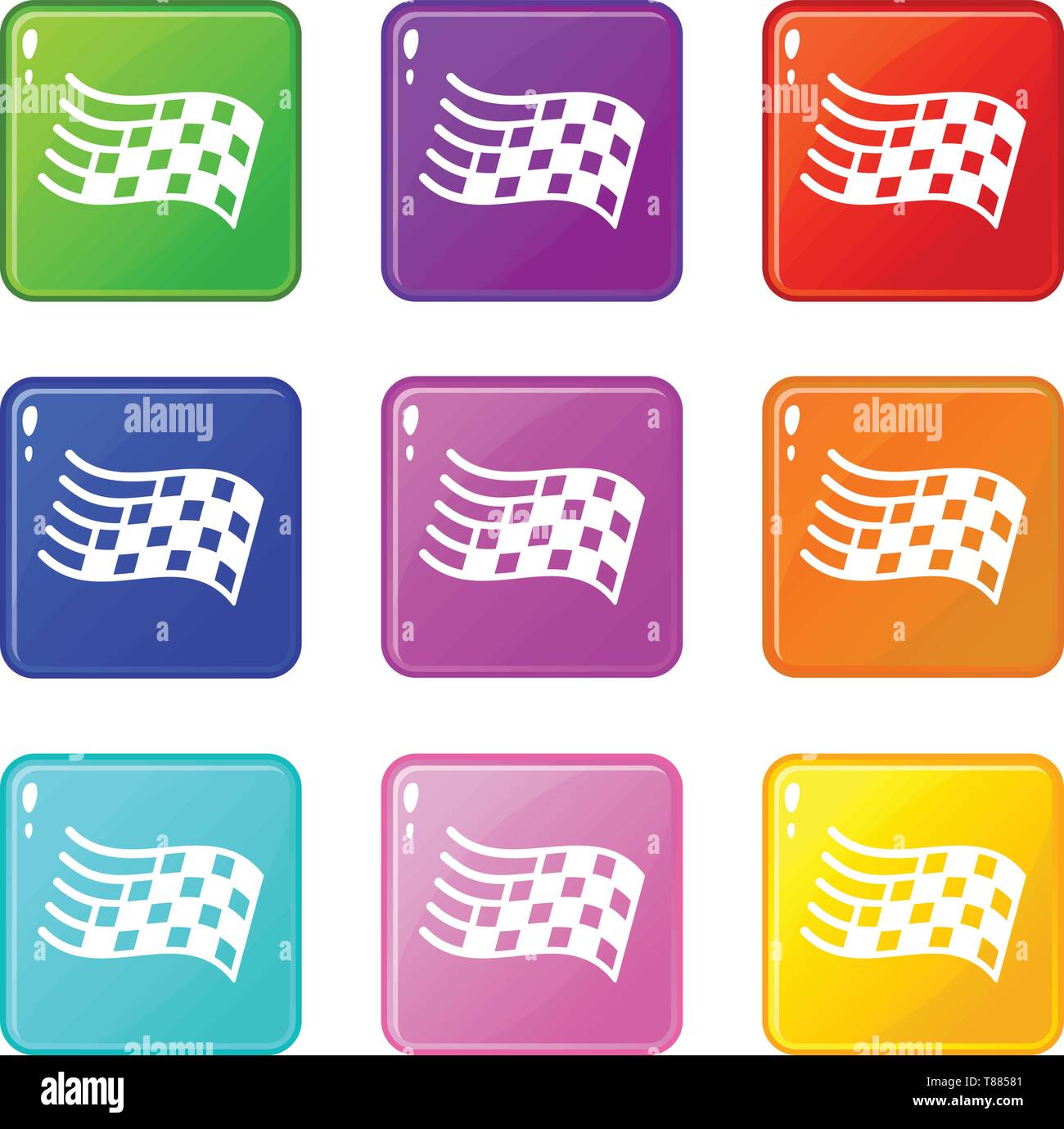 Drapeau d'arrivée icons set 9 couleurs Illustration de Vecteur