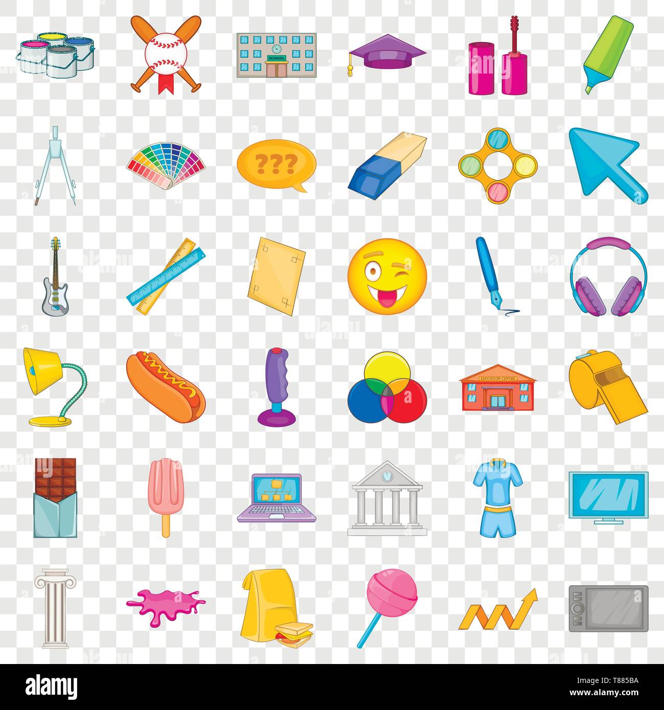 College icons set, cartoon style Illustration de Vecteur