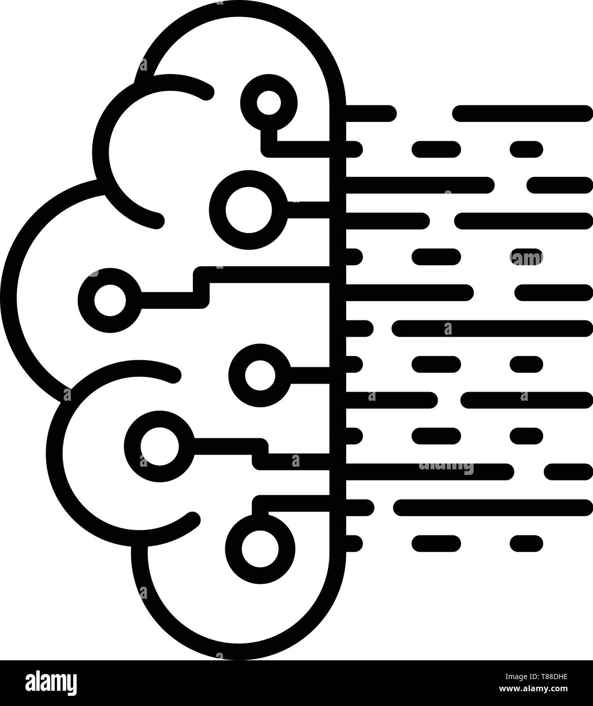 La moitié du cerveau, l'ia l'icône style du contour Illustration de Vecteur