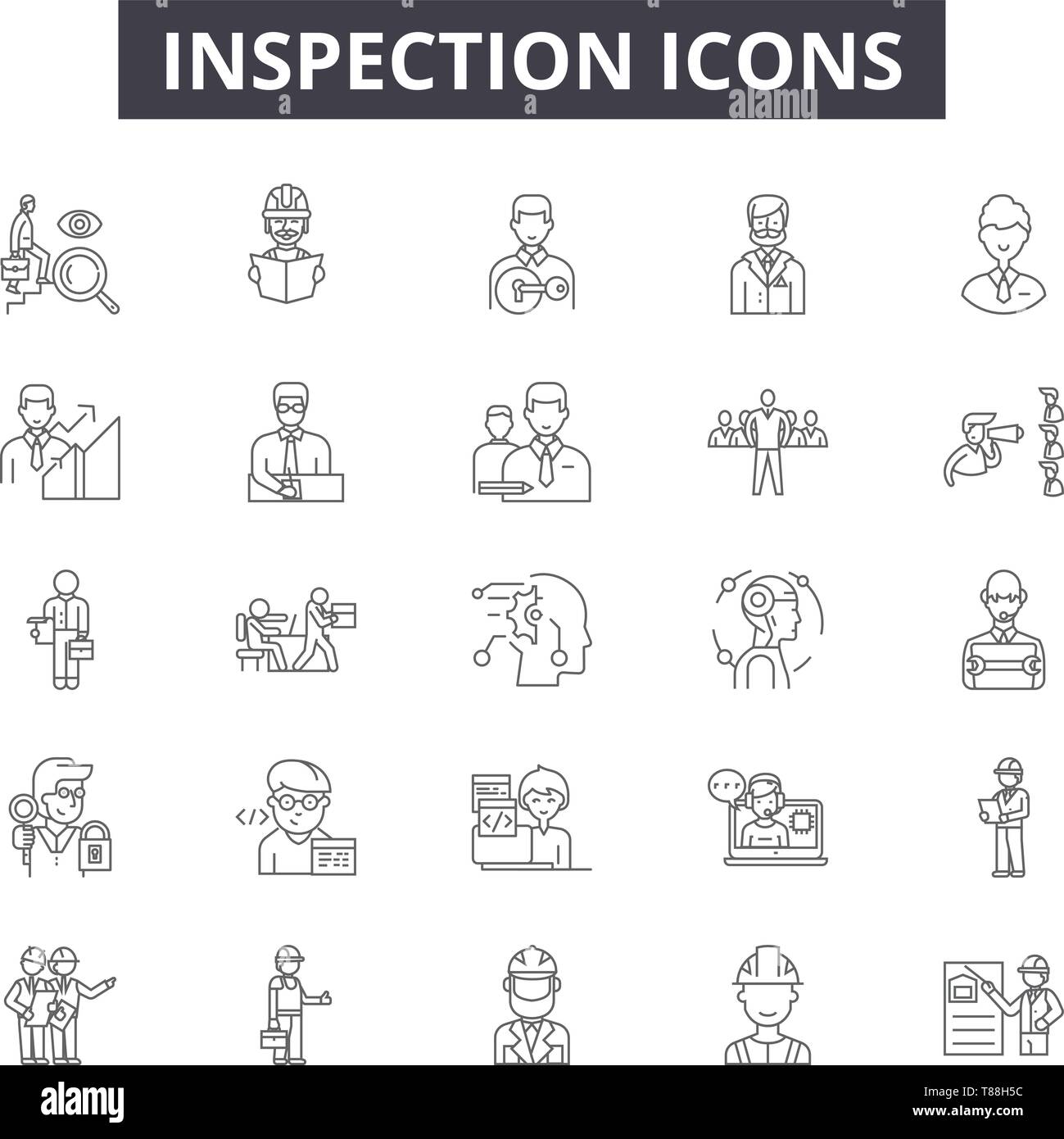 Les icônes de la ligne d'inspection, de signes, de vector set, résumé ...