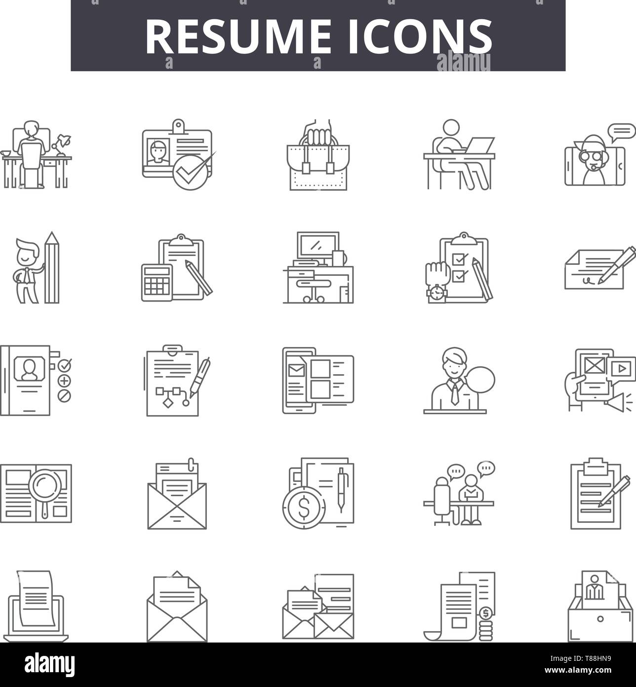 Les icônes de la ligne de rappel, signes, vector set, concept linéaire ...