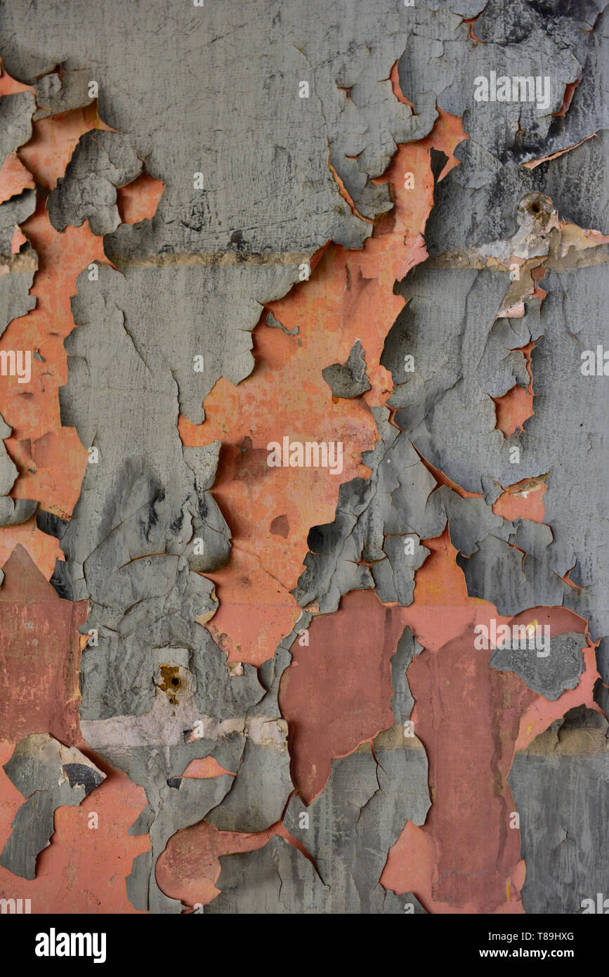 La peinture écaillée au large de paroi Banque D'Images